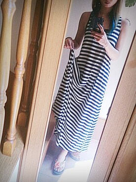 「アイテム（ワンピース、ブラック系）」を使った、umekoさん（レディース・162cm）の夏コーディネート