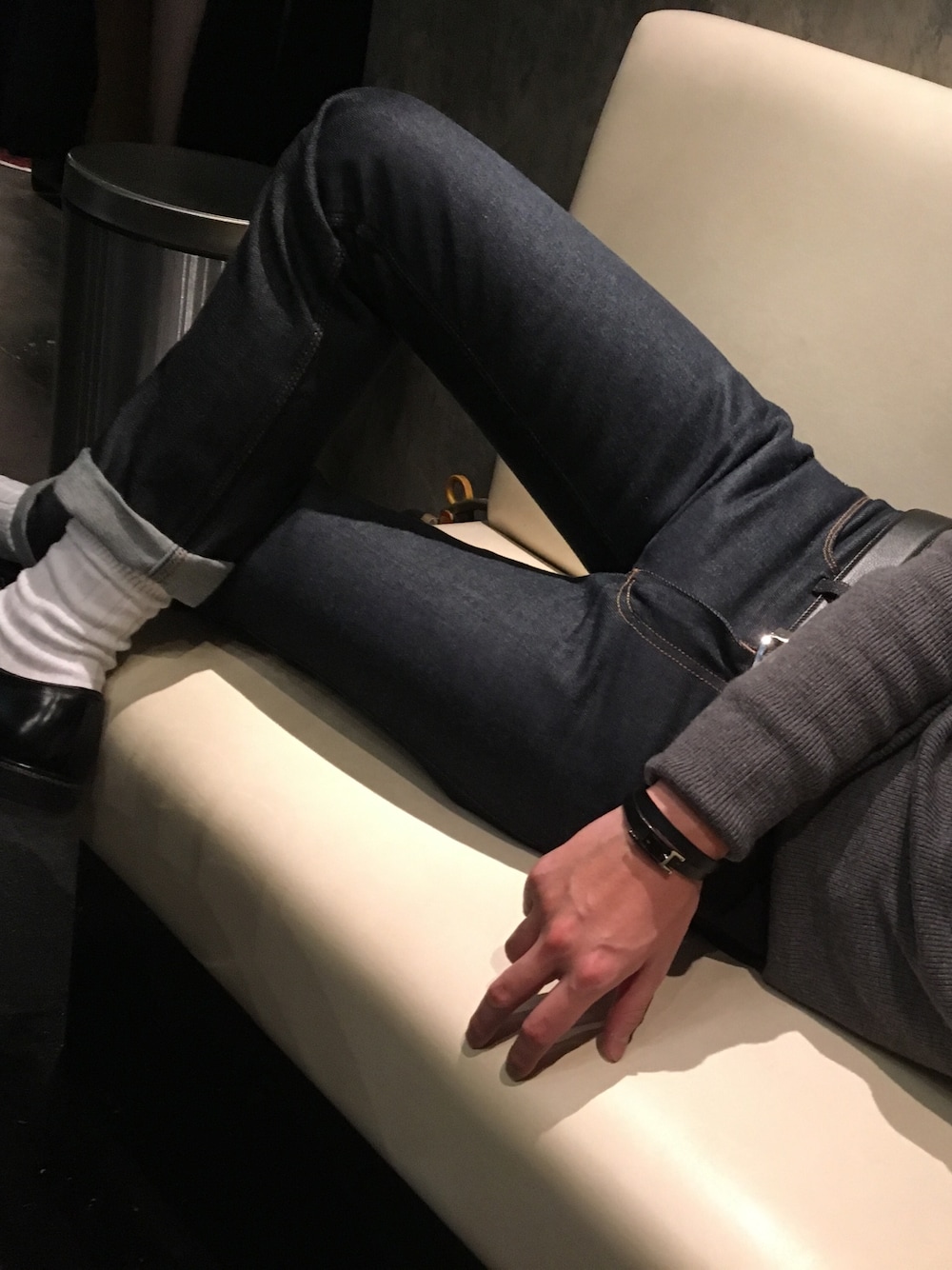 【関税込 日本発送】Acne Studios ラムスキンパンツ 24AW 2023M スーパーバギーフィット デニムパンツ B00370 ダーク