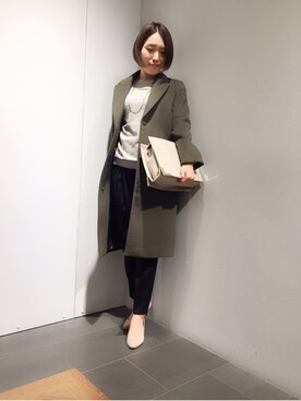 「andemiu」｜「アイテム（チェスターコート）」を使った、yuka.Nさん（レディース・155cm）の秋コーディネート