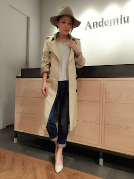 「andemiu」｜「アイテム（トレンチコート）」を使った、yuka.Nさん（レディース・155cm）の冬コーディネート