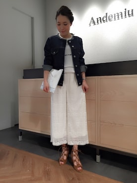 「andemiu」｜「アイテム（デニムジャケット）」を使った、yuka.Nさん（レディース・155cm）の春コーディネート