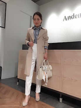 「andemiu」｜「アイテム（トレンチコート）」を使った、yuka.Nさん（レディース・155cm）の春コーディネート