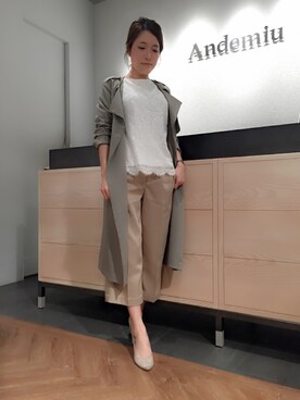 「andemiu」｜「アイテム（トレンチコート）」を使った、yuka.Nさん（レディース・155cm）の春コーディネート