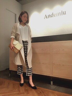 「Andemiu（アンデミュウ）のアイテム（クラッチバッグ）」を使った、yuka.Nさん（レディース・155cm）の春コーディネート