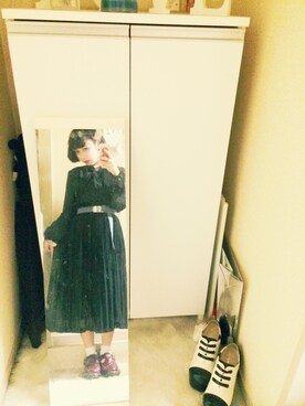 「0264のアイテム（ワンピース、ブラック系）」を使った、Yannuさん（レディース・145cm）の冬コーディネート