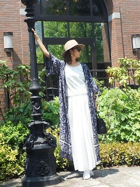 「OZOC（オゾック）のアイテム（その他アウター）」を使った、中川西 麻美さん（レディース・164cm）の春コーディネート