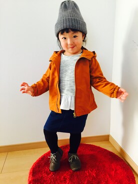 「お花さんに水やりのアイテム（その他、その他）」を使った、NAHOさん（キッズ・100cm）の冬コーディネート