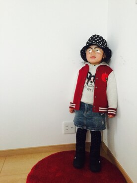 「SHIPS JET BLUE（シップスジェットブルー）のアイテム（帽子）」を使った、NAHOさん（キッズ・100cm）の冬コーディネート
