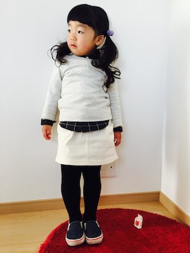 「green label relaxing（グリーンレーベルリラクシング）のアイテム（シャツ/ブラウス、ブラック系）」を使った、NAHOさん（キッズ・100cm）の冬コーディネート