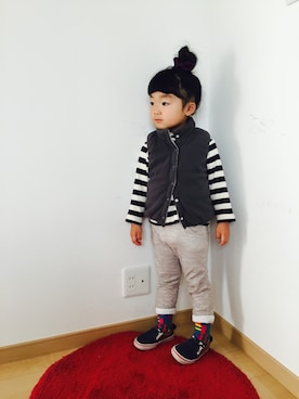 「SOU･SOU（ソウ・ソウ）のアイテム（ソックス/靴下、その他）」を使った、NAHOさん（キッズ・100cm）の冬コーディネート