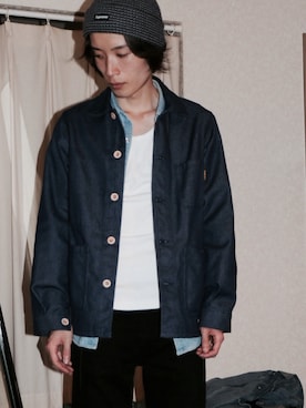 「ニットキャップ」｜「アイテム（カバーオール）」を使った、〜(・ω・)ノ〜さん（メンズ・170cm）の夏コーディネート
