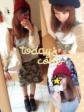 「ひざ丈スカート」｜「アイテム（スウェット）」を使った、あやさんさん（レディース・152cm）の秋コーディネート