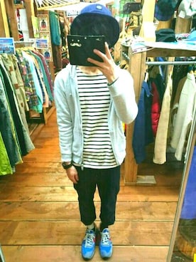 「GU（ジーユー）のアイテム（パーカー、グレー系）」を使った、aoiharuさん（メンズ・163cm）の春コーディネート