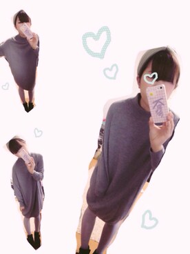 「KBF（ケイビーエフ）のKBF　ハイネックワイドニットドレス（ワンピース、グレー系）」を使った、ｓｙｍさん（レディース）の秋コーディネート