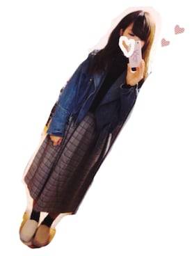 「ウエストイン」｜「アイテム（ライダースジャケット）」を使った、ｓｙｍさん（レディース・156cm）の秋コーディネート