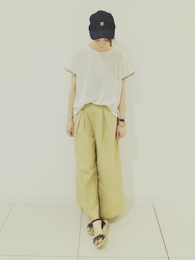 「SEVENDAYS=SUNDAY（セブンデイズサンデイ）のアイテム（帽子）」を使った、岡本茜さん（レディース・164cm）の夏コーディネート
