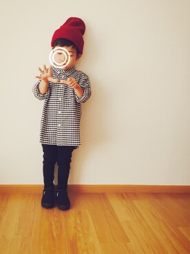 「BEAUTY&YOUTH UNITED ARROWS（ビューティーアンドユースユナイテッドアローズ）のアイテム（ニットキャップ/ビーニー、その他）」を使った、KREHA\( Ö )/さん（キッズ）の秋コーディネート