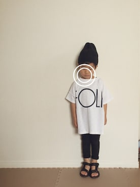 「GLOBAL WORK（グローバルワーク）のメンアサワッチ/556722（ニットキャップ/ビーニー、ブラック系）」を使った、KREHA\( Ö )/さん（キッズ）の夏コーディネート