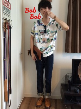 「COMMONWARE AMERICAN RAG CIE&Magine（コモンウェアアメリカンラグシーアンド マージン）のアイテム（アクセサリー）」を使った、Bob Bobさん（メンズ・176cm）の夏コーディネート