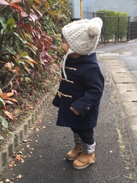 「ZARA KIDS」｜「アイテム（ダッフルコート）」を使った、CHIAKIさん（キッズ・80cm）の冬コーディネート