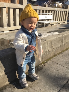 「babyGAP（babyGAP）のアイテム（デニムジャケット、その他）」を使った、CHIAKIさん（キッズ・90cm）の冬コーディネート