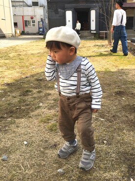 「ZARA KIDSのアイテム（Tシャツ/カットソー、その他）」を使った、CHIAKIさん（キッズ・90cm）の春コーディネート