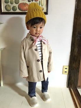 「ZARA KIDS」｜「アイテム（トレンチコート）」を使った、CHIAKIさん（キッズ・90cm）の秋コーディネート