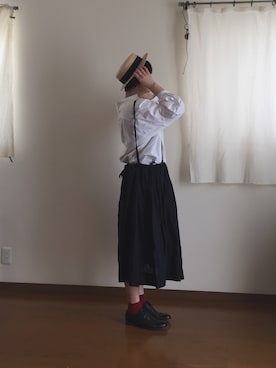 「AUTTAA」｜「アイテム（帽子）」を使った、なべおさん（レディース・157cm）の春コーディネート