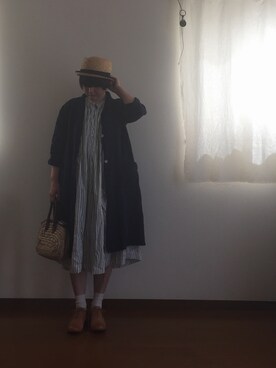 「KAPITAL」｜「アイテム（ワンピース/ドレス）」を使った、なべおさん（レディース・157cm）の春コーディネート
