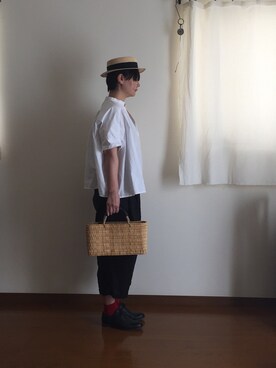 「AUTTAA」｜「アイテム（帽子）」を使った、なべおさん（レディース・157cm）の夏コーディネート