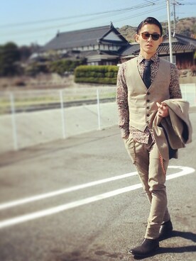 「FRAY（フライ）のアイテム」を使った、たつおさん（メンズ・170cm）の春コーディネート