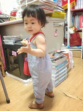 「OLD NAVY（オールドネイビー）のアイテム（オールインワン・サロペット、ブルー系）」を使った、Chantelleさん（レディース）の春コーディネート