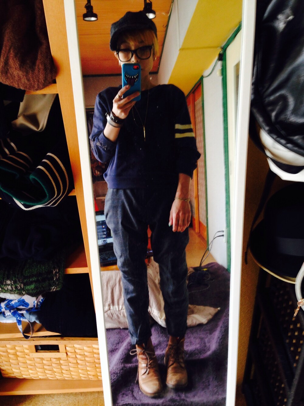 「JOURNAL STANDARDのチェックパンツ（その他パンツ、グレー系）」を使った、shihoさん（レディース・155cm）の春コーディネートの1枚目の写真