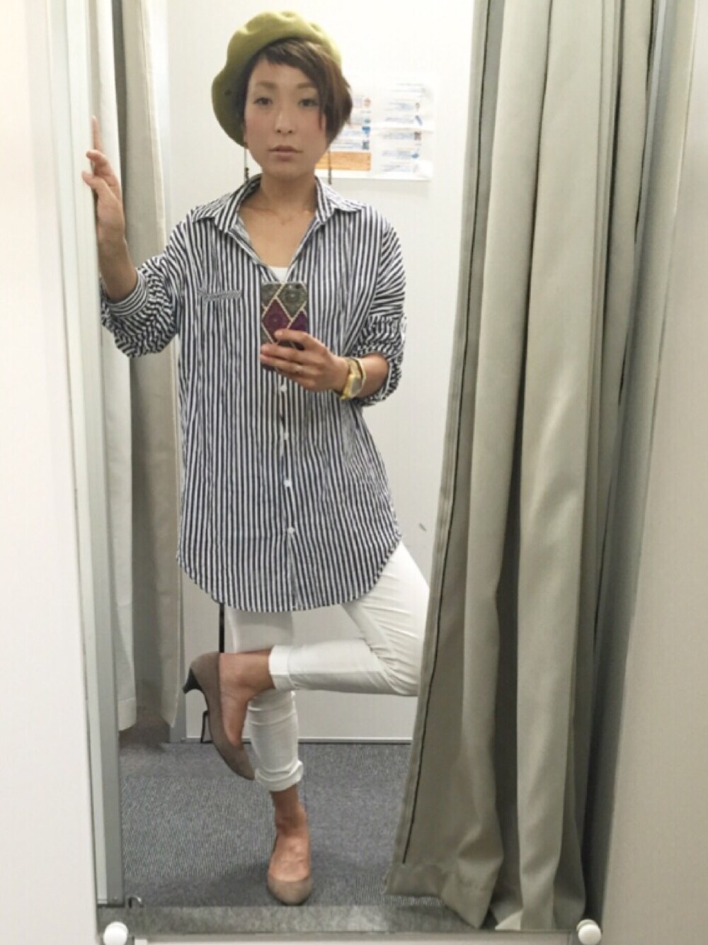 「おとなしめ」｜「WHO'S WHO galleryのアイテム（シャツ/ブラウス、ブルー系）」を使った、shihoさん（レディース・156cm）の夏コーディネートの1枚目の写真