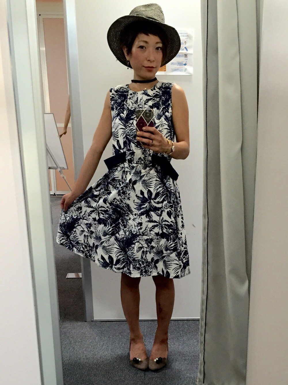 「キレイ目、ワンピース」｜「Chez toiのリゾートワンピースプチプラ（ワンピース、ブルー系）」を使った、shihoさん（レディース・156cm）の夏コーディネートの1枚目の写真