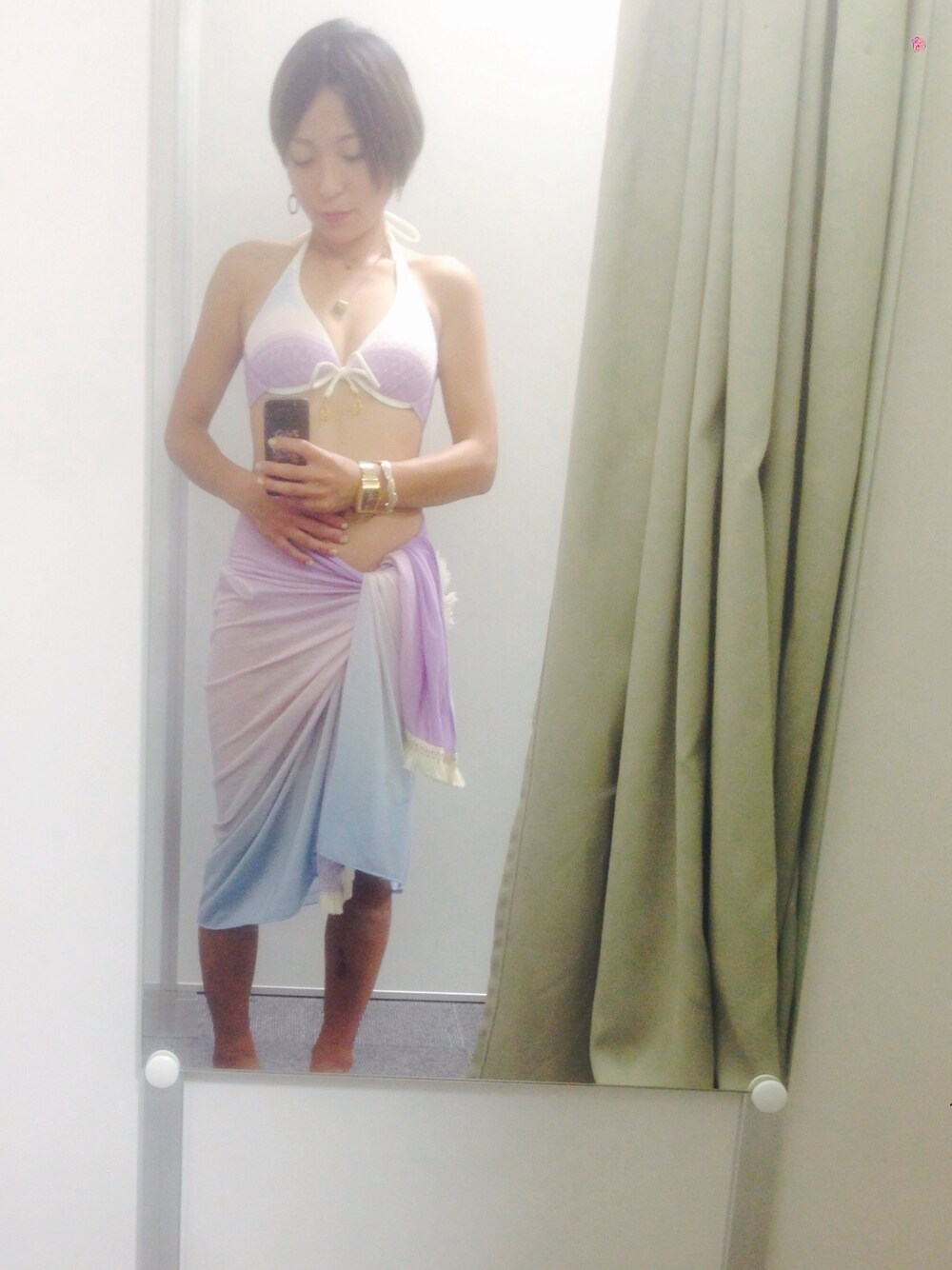「水着」｜「RESPIROのアイテム（水着、グリーン系）」を使った、shihoさん（レディース・156cm）の夏コーディネートの1枚目の写真