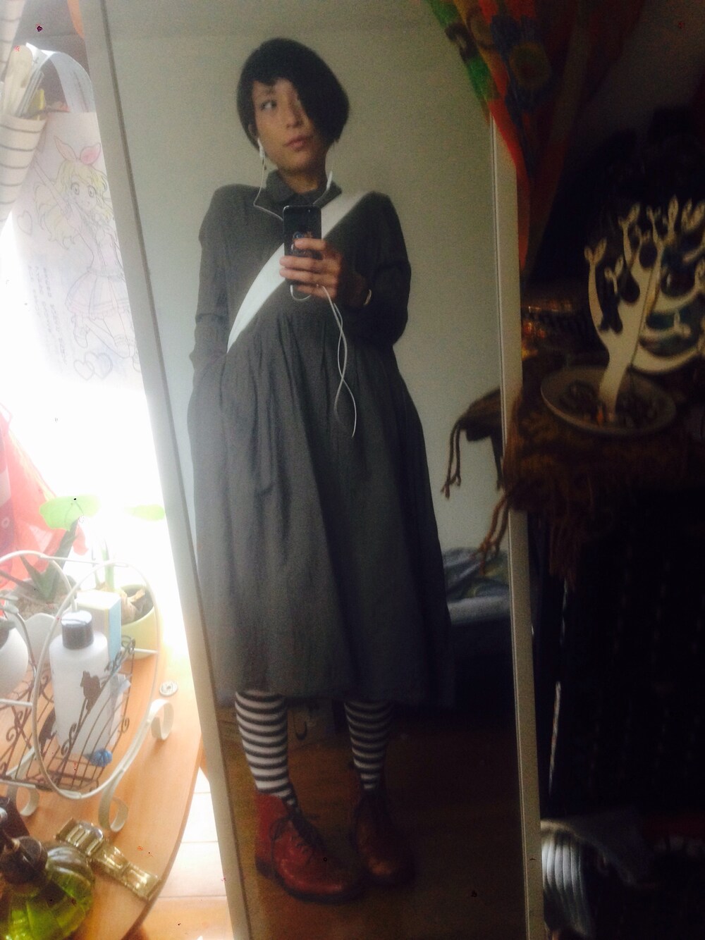 「ワンピース」｜「PAR ICIのロング襟付きワンピース（ワンピース、グリーン系）」を使った、shihoさん（レディース・156cm）の夏コーディネートの1枚目の写真