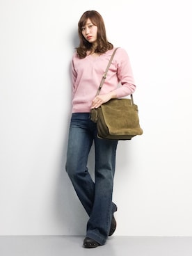 「ピンクニット」｜marinaさん（レディース・162cm）の冬コーディネート