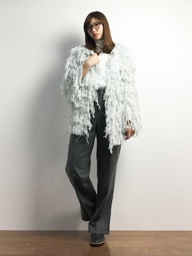 「CLANE（クラネ）のアイテム（スラックス）」を使った、marinaさん（レディース・162cm）の冬コーディネート