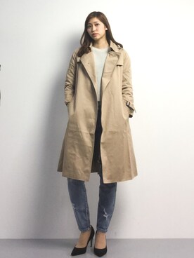 「haco!（ハコ）のアイテム（トレンチコート）」を使った、marinaさん（レディース・162cm）の冬コーディネート