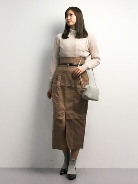 「Ameri（アメリ）のアイテム（スカート）」を使った、marinaさん（レディース・162cm）の冬コーディネート