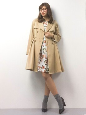 「Supreme.La.La.（シュープリームララ）のアイテム（トレンチコート）」を使った、marinaさん（レディース・162cm）の春コーディネート