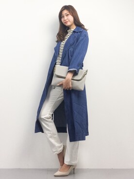 「白デニム」｜「アイテム（その他アウター）」を使った、marinaさん（レディース・162cm）の春コーディネート