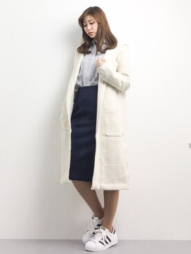 「リネンシャツ」｜「アイテム（その他アウター）」を使った、marinaさん（レディース・162cm）の春コーディネート