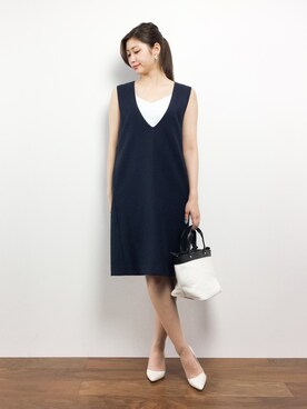「PLAIN CLOTHING（プレーンクロージング）のアイテム（パンプス）」を使った、marinaさん（レディース・162cm）の夏コーディネート