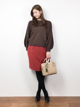 「& chouette（アンドシュエット）のアイテム（ボストンバッグ）」を使った、marinaさん（レディース・162cm）の秋コーディネート