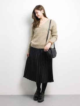 「IENA LA BOUCLE（イエナラブークル）のアイテム（ニット/セーター）」を使った、marinaさん（レディース・162cm）の秋コーディネート