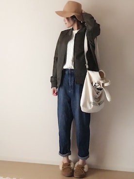 「マムジーンズ」｜まるちわさん（レディース・162cm）の冬コーディネート