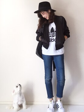 「adidas（アディダス）のアイテム（タンクトップ）」を使った、まるちわさん（レディース・160cm）の夏コーディネート