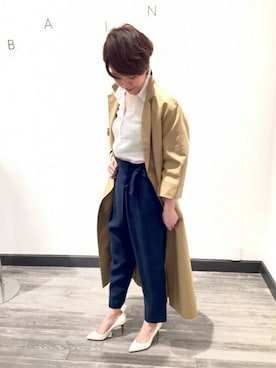 「リネンシャツ」｜「アイテム（その他アウター）」を使った、ayuさん（レディース・164cm）の春コーディネート